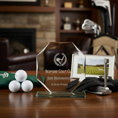 Large Jade Glass Personalised 15cm Golf Trophy Award Engraved Jade Glass ukgiftstoreonline
