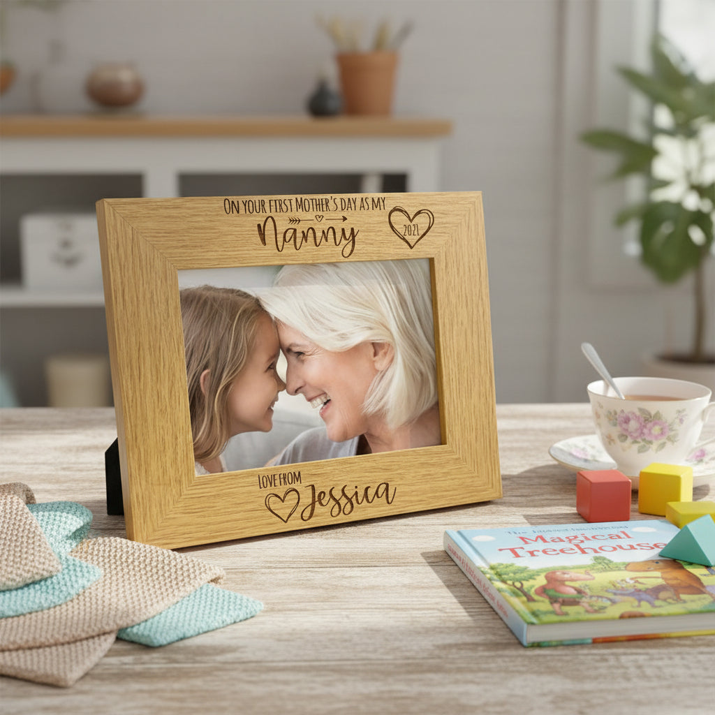 Personalised First Mothers Day as a Nanny Photo Frame Landscape Photo Frame ukgiftstoreonline 4 x 6 Inch