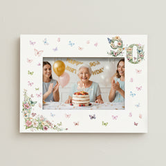 90th Birthday Photo Picture Frame Gift For Her With Butterflies and Flowers Photo Frame ukgiftstoreonline