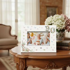 90th Birthday Photo Picture Frame Gift For Her With Butterflies and Flowers Photo Frame ukgiftstoreonline