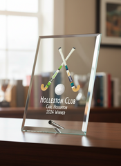 Personalised Field Hockey Trophy Glass Plaque With Colour Print Personalised Plaque Sign ukgiftstoreonline