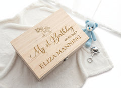 Personalised Large Girl's First Birthday Gift Keepsake Box Engraved Keepsake Memory Box Raised Words