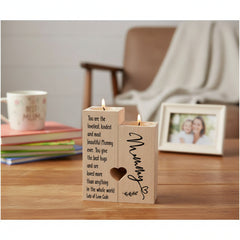 Personalised Mummy Double Tea Light Candle Holder Gift Tea Light Holder ukgiftstoreonline