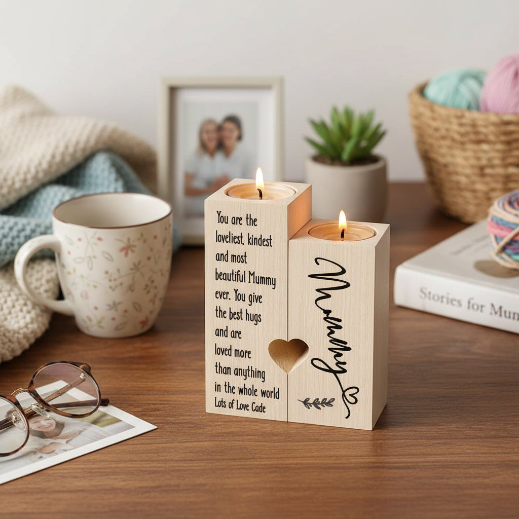 Personalised Mummy Double Tea Light Candle Holder Gift Tea Light Holder ukgiftstoreonline
