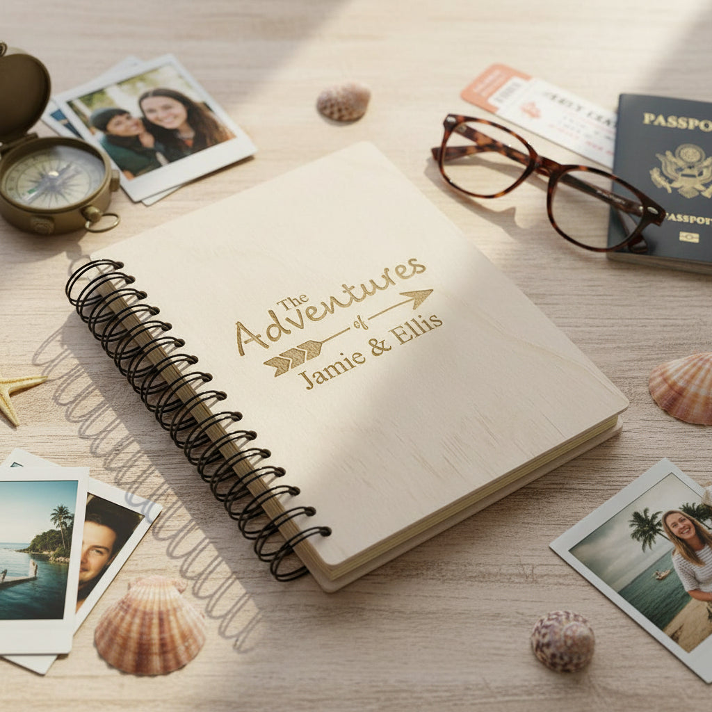 Personalised Large Engraved Wooden Adventures Photo Album Gift Adventures Photo Album ukgiftstoreonline