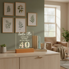 Personalised 40th birthday Gift For Her LED Light With Flowers and Butterflies Personalised Heart Gifts ukgiftstoreonline