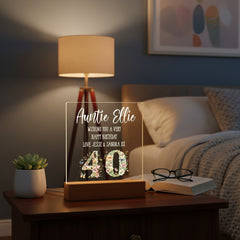 Personalised 40th birthday Gift For Her LED Light With Flowers and Butterflies Personalised Heart Gifts ukgiftstoreonline