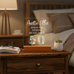 Personalised 50th birthday Gift For Her LED Light With Flowers and Butterflies Personalised Heart Gifts ukgiftstoreonline