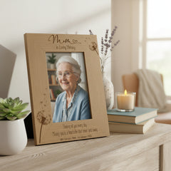 Mum Remembrance Photo Frame Engraved Personalised Portrait With Dandelions Photo Frame ukgiftstoreonline