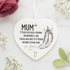 Personalised Mum In Loving Memory porcelain heart gift with ribbon Personalised Heart Gifts ukgiftstoreonline