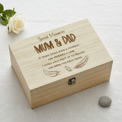 Mum and Dad Remembrance Large Wooden Memory Keepsake Box Gift Keepsake Memory Box ukgiftstoreonline