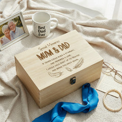 Mum and Dad Remembrance Large Wooden Memory Keepsake Box Gift Keepsake Memory Box ukgiftstoreonline