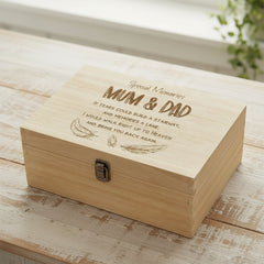 Mum and Dad Remembrance Large Wooden Memory Keepsake Box Gift Keepsake Memory Box ukgiftstoreonline