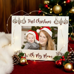 White Engraved Wooden First Christmas With My Mum Photo Frame Gift Mum Photo Frame ukgiftstoreonline