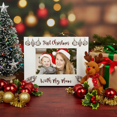 White Engraved Wooden First Christmas With My Mum Photo Frame Gift Mum Photo Frame ukgiftstoreonline