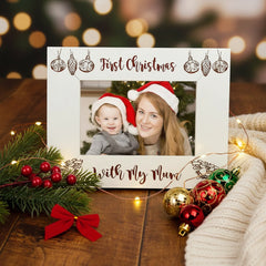 White Engraved Wooden First Christmas With My Mum Photo Frame Gift Mum Photo Frame ukgiftstoreonline