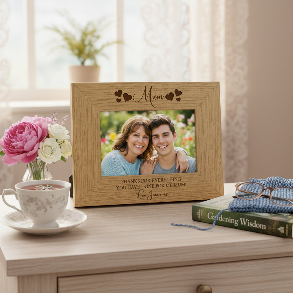 Personalised Engraved Mum Photo Frame for Mothers Day or Birthday With Sentiment Mum Photo Frame ukgiftstoreonline
