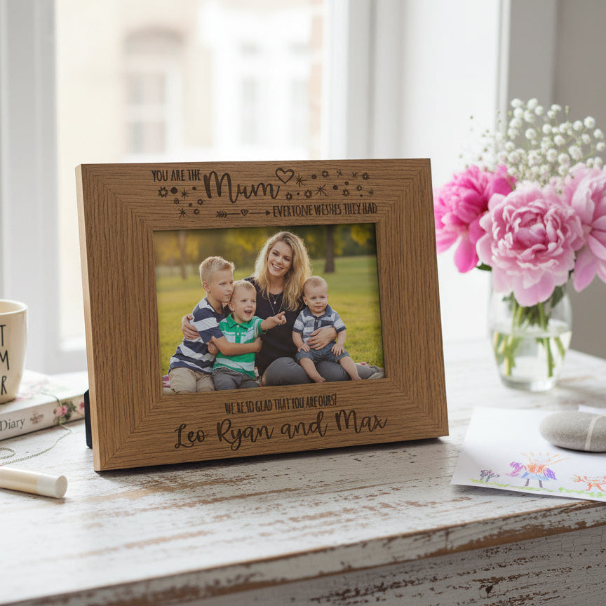 Personalised Mum We're so glad you're ours Engraved Photo Frame Landscape Mum Photo Frame ukgiftstoreonline