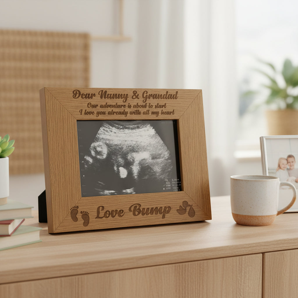 New Baby Pregnancy Scan Engraved Wooden Photo Frame Nanny & Grandad Gift Grandparents Photo Frame ukgiftstoreonline
