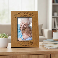 Personalised The Best Great Grandma Engraved Photo Picture Frame Oak Wood Finish personalised photo frames ukgiftstoreonline