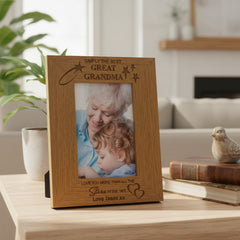 Personalised The Best Great Grandma Engraved Photo Picture Frame Oak Wood Finish personalised photo frames ukgiftstoreonline