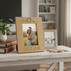 Love Heart Personalised Engraved Wooden Photo Frame Wedding, Anniversary, engagement Gift Photo Frame ukgiftstoreonline