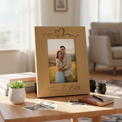 Love Heart Personalised Engraved Wooden Photo Frame Wedding, Anniversary, engagement Gift Photo Frame ukgiftstoreonline