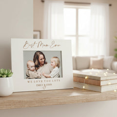Best Mum Ever Personalised Engraved White Wooden Photo Frame Gift Landscape Family Photo frame ukgiftstoreonline