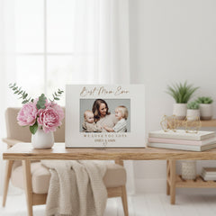 Best Mum Ever Personalised Engraved White Wooden Photo Frame Gift Landscape Family Photo frame ukgiftstoreonline