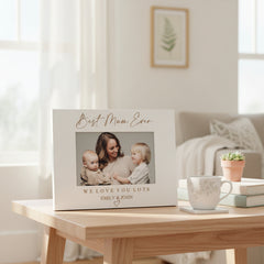 Best Mum Ever Personalised Engraved White Wooden Photo Frame Gift Landscape Family Photo frame ukgiftstoreonline