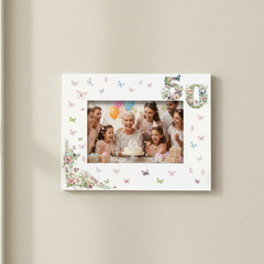 50th Birthday Photo Picture Frame Gift For Her With Butterflies and Flowers Photo Frame ukgiftstoreonline