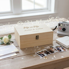 Personalised Mr & Mr Wedding Gift Same Sex Wooden Memories Keepsake Box Keepsake Memory Box uk giftstore online