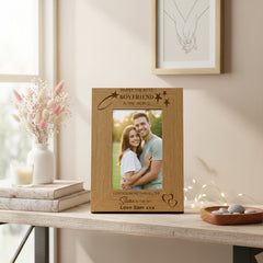 Personalised Best Boyfriend Portrait Wooden Engraved Photo Frame Gift Boyfriend Photo Frame ukgiftstoreonline