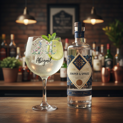 Personalised 21st Birthday Cocktail Gin Glass Gift For Her With Flowers and Butterflies