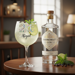 Personalised 21st Birthday Cocktail Gin Glass Gift For Her With Flowers and Butterflies