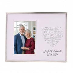 Personalised 60th Diamond Anniversary Silver Heart Photo Frame Gift Boxed Anniversary Photo Frame ukgiftstoreonline