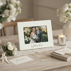 White Wooden Wedding Photo Frame 4" x 6" With Gift Box photo frame ukgiftstoreonline