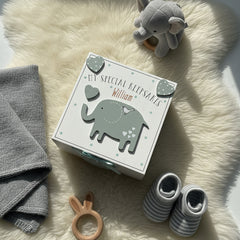 Personalised Baby Boy wooden Memories Keepsake Box With Elephant Keepsake Memory Box ukgiftstoreonline