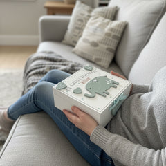 Personalised Baby Boy wooden Memories Keepsake Box With Elephant Keepsake Memory Box ukgiftstoreonline