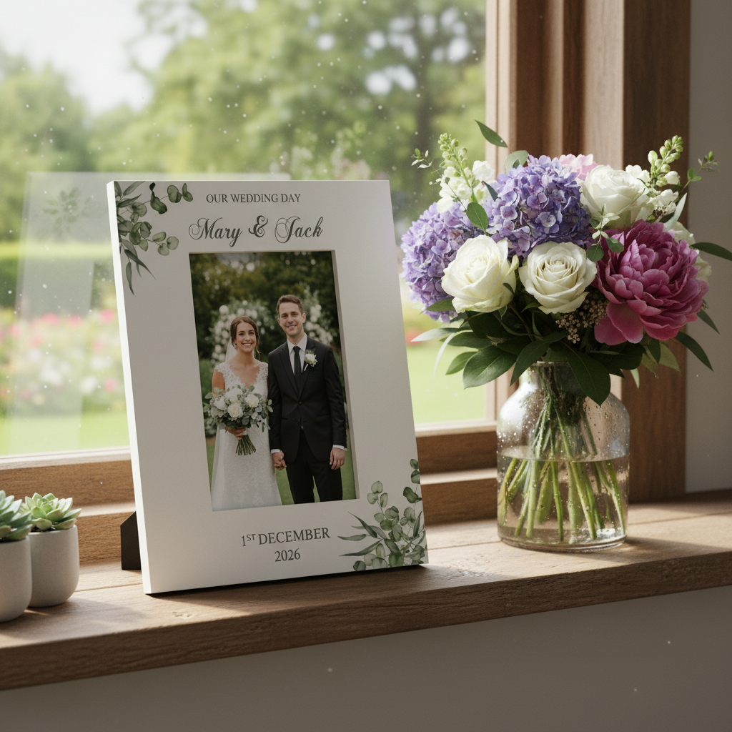 Personalised On Our Wedding Day Elegant Photo Frame Gift For Couple