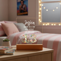 Personalised 13th birthday Gift For Her LED Light With Flowers and Butterflies Personalised Heart Gifts ukgiftstoreonline