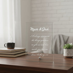 Personalised Engraved Glass Plaque Mum and Dad Gift For Any Occasion Personalised Crystal Glass ukgiftstoreonline
