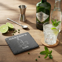 Personalised Any Name Engraved Stone Slate Gin Coaster Gift Personalised Slate Marker ukgiftstoreonline