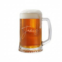 Personalised Beer Glass Tankard Engraved Script Name Birthday Pint Gift for Him