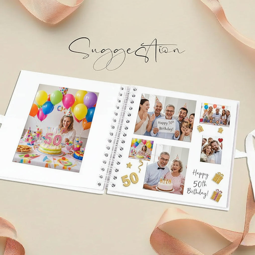 Personalised Any age Birthday Grey Scrapbook, Guest Book or Photo Album Gift 16th, 18th, 21st, 30th, 40th, 50th, 60th, 70th, 80th