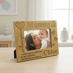 Personalised Mummy and Son or Daughter Heart Wooden Photo Frame Gift