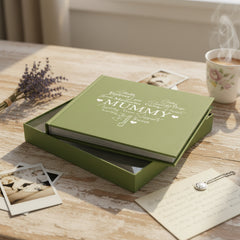 Mummy Word Heart Olive Green Photo Picture Album 50 x 6"x4" Capacity Mum Photo Album ukgiftstoreonline