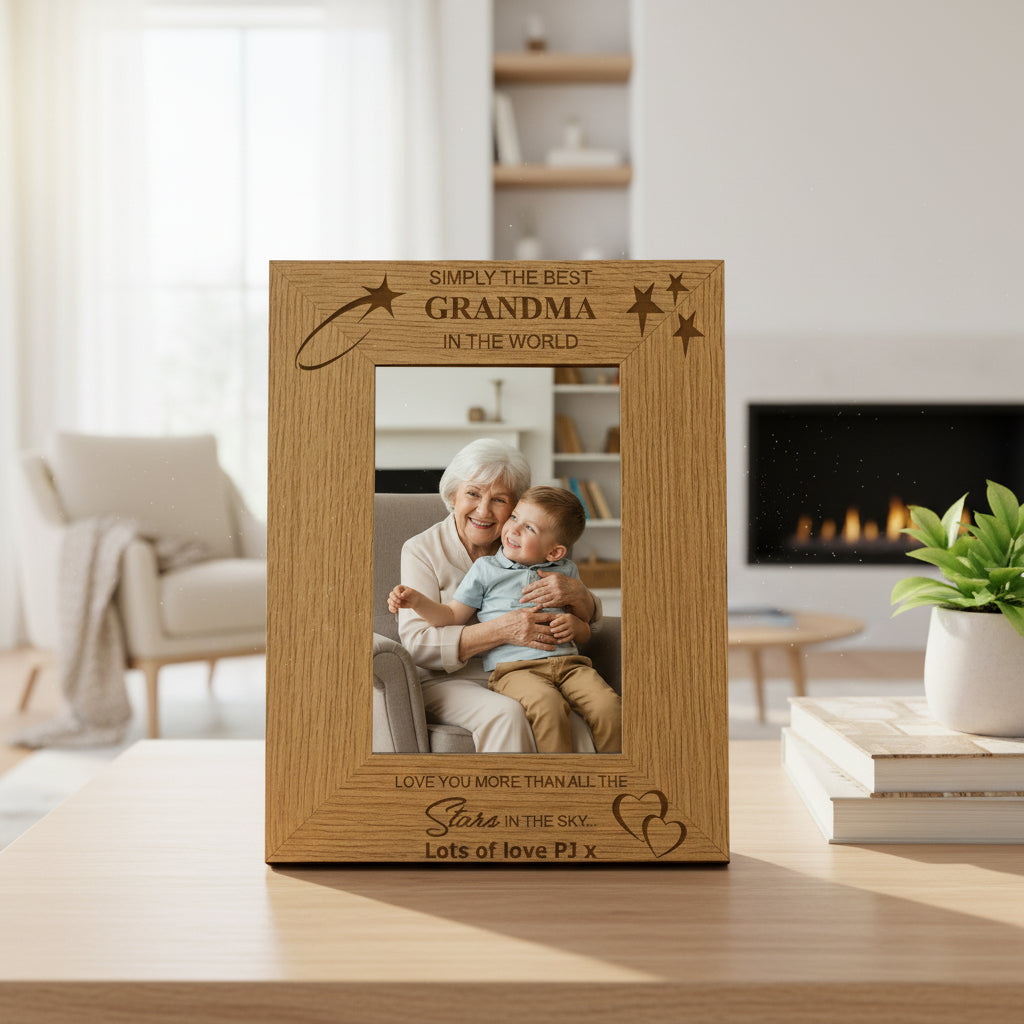 Personalised Best Grandma Portrait Wooden Photo Frame Gift Grandma Photo Frame ukgiftstoreonline