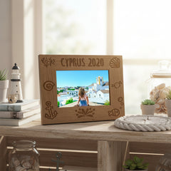 Personalised Beach Themed Holiday Landscape Wooden Photo Frame Gift Photo Frame ukgiftstoreonline