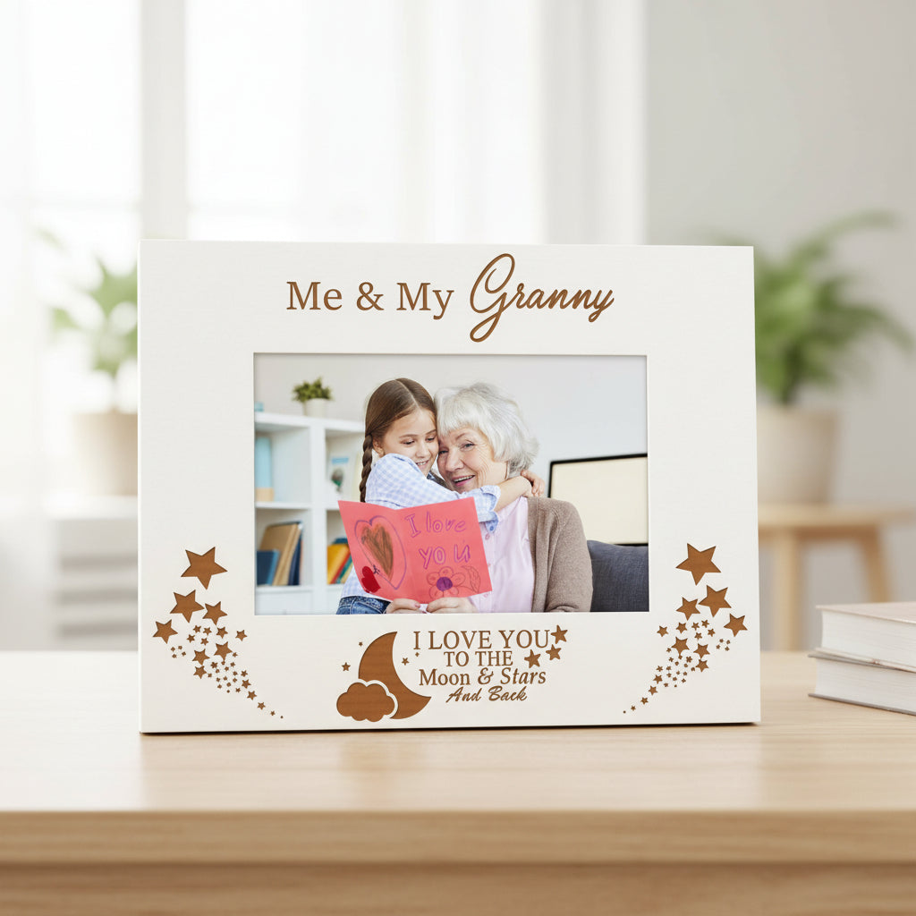 Me and My Granny Love You To The Moon White Photo Frame Gift Gran Photo Frame ukgiftstoreonline
